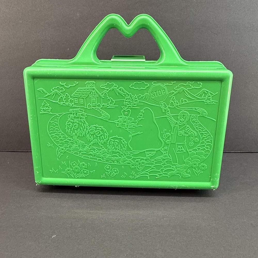 Vintage 1988 McDonald's Happy Meal Green Plastic Lunch Box School Ronald Grimace